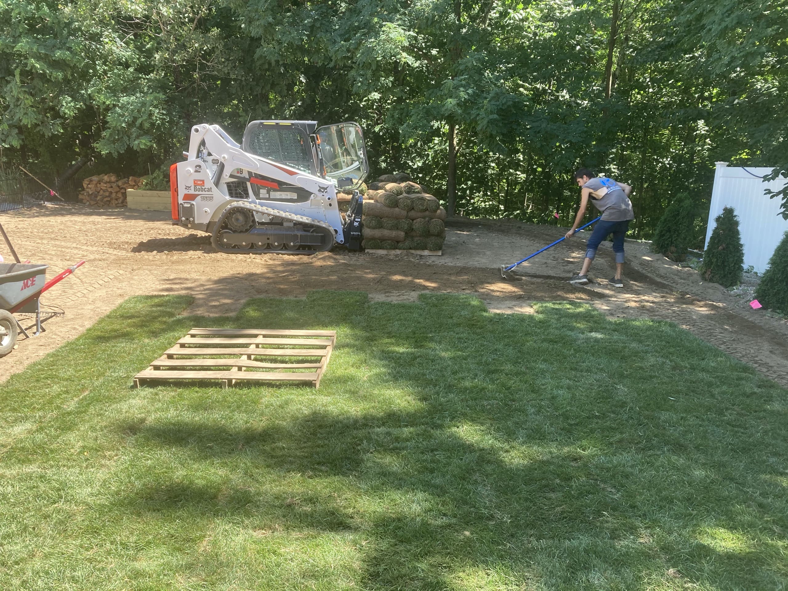 Installation of a sod lawn